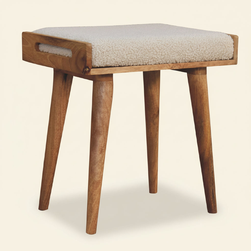BOUCLE TRAY-STYLE FOOTSTOOL