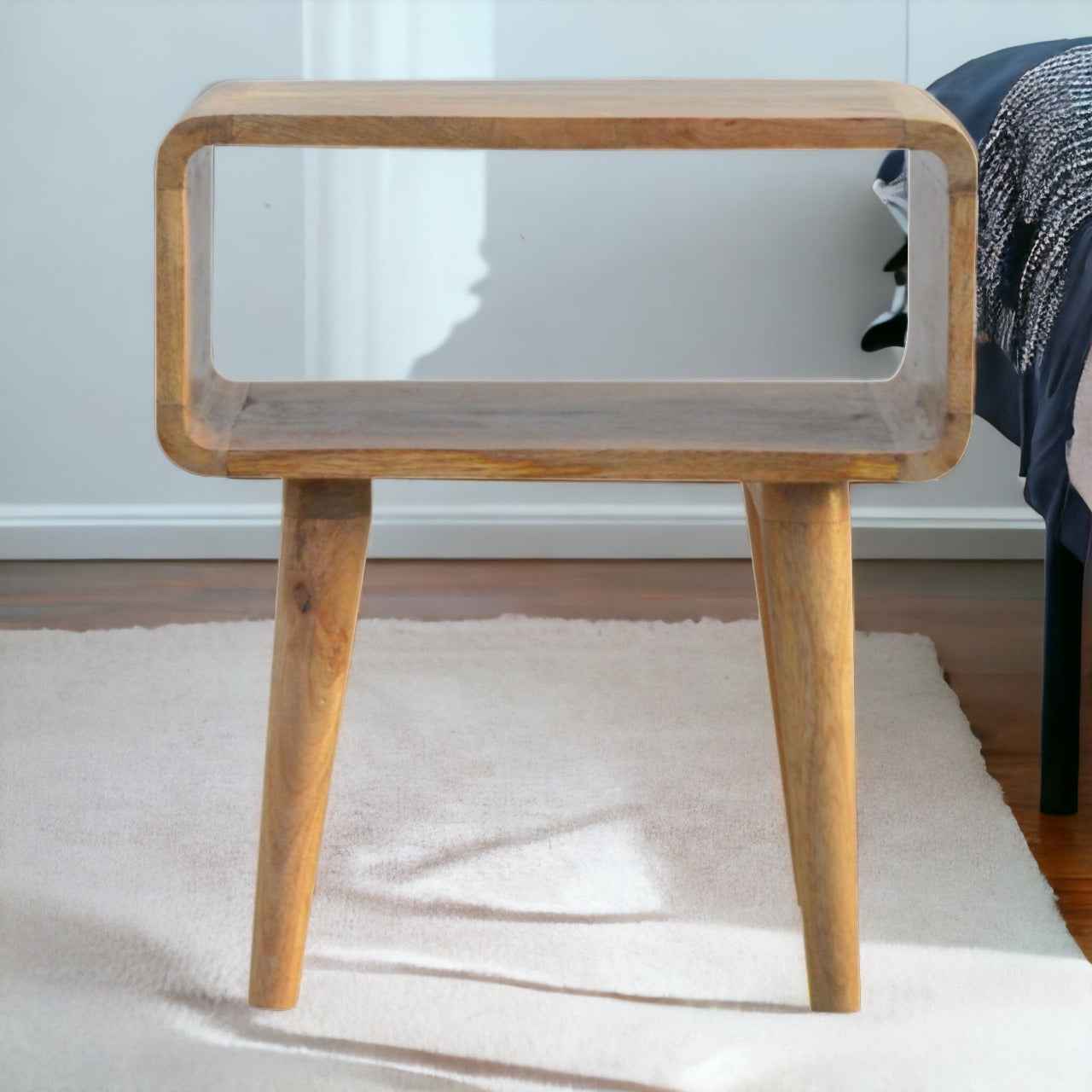 CURVED OPEN (BED)SIDE TABLE | NATURAL