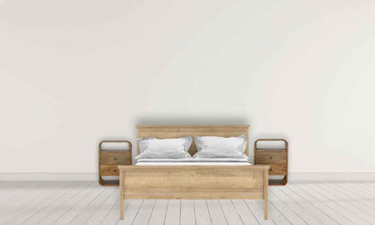 CURVED SIDE TABLE | NATURAL | 2 DRAWERS - OPEN SHELF