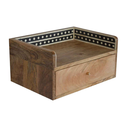 BONE INLAY GALLERY FLOATING (BED)SIDE TABLE | 1 DRAWER