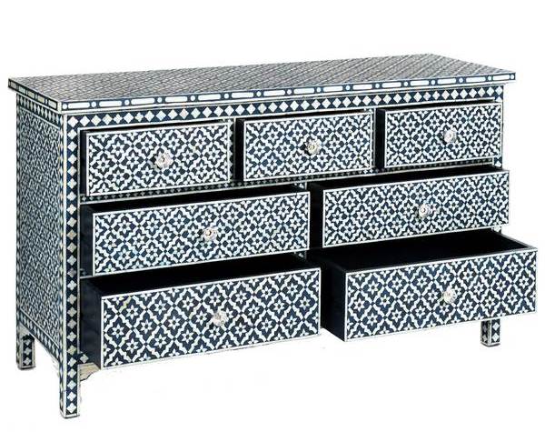 Bone Inlay Arctic Chest Of 7 Drawers by Hansa Handicraft