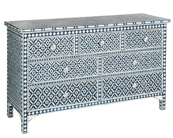 Bone Inlay Arctic Chest Of 7 Drawers by Hansa Handicraft