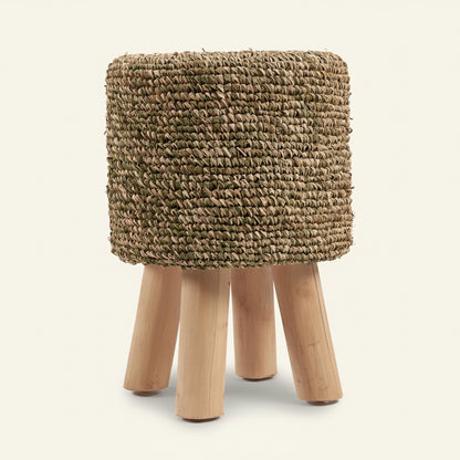 JUNO SMALL STOOL | RECLAIMED TEAK +RAFFIA | IN-OUTDOORS
