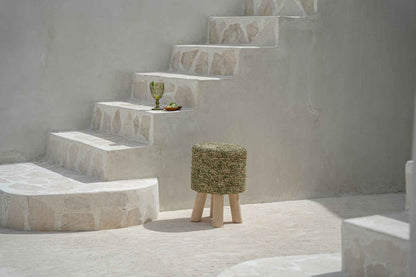 JUNO SMALL STOOL | RECLAIMED TEAK +RAFFIA | IN-OUTDOORS
