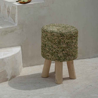 JUNO SMALL STOOL | RECLAIMED TEAK +RAFFIA | IN-OUTDOORS