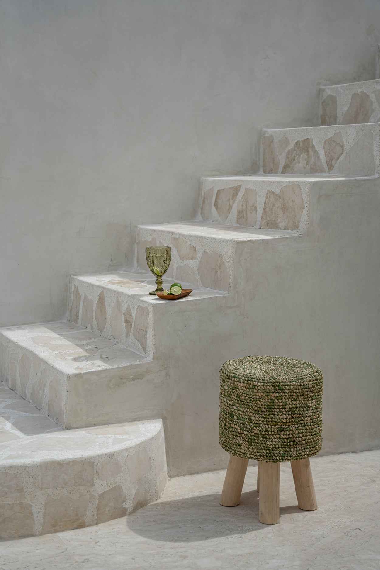 JUNO SMALL STOOL | RECLAIMED TEAK +RAFFIA | IN-OUTDOORS