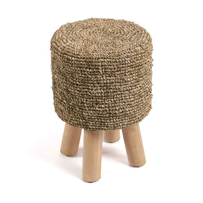 JUNO SMALL STOOL | RECLAIMED TEAK +RAFFIA | IN-OUTDOORS