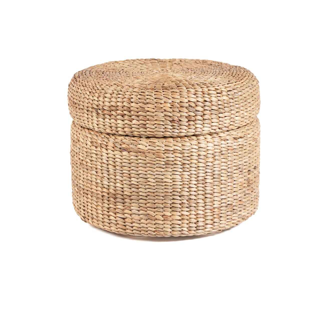 CIRCLE RATTAN STORAGE OTTOMAN | NATURAL