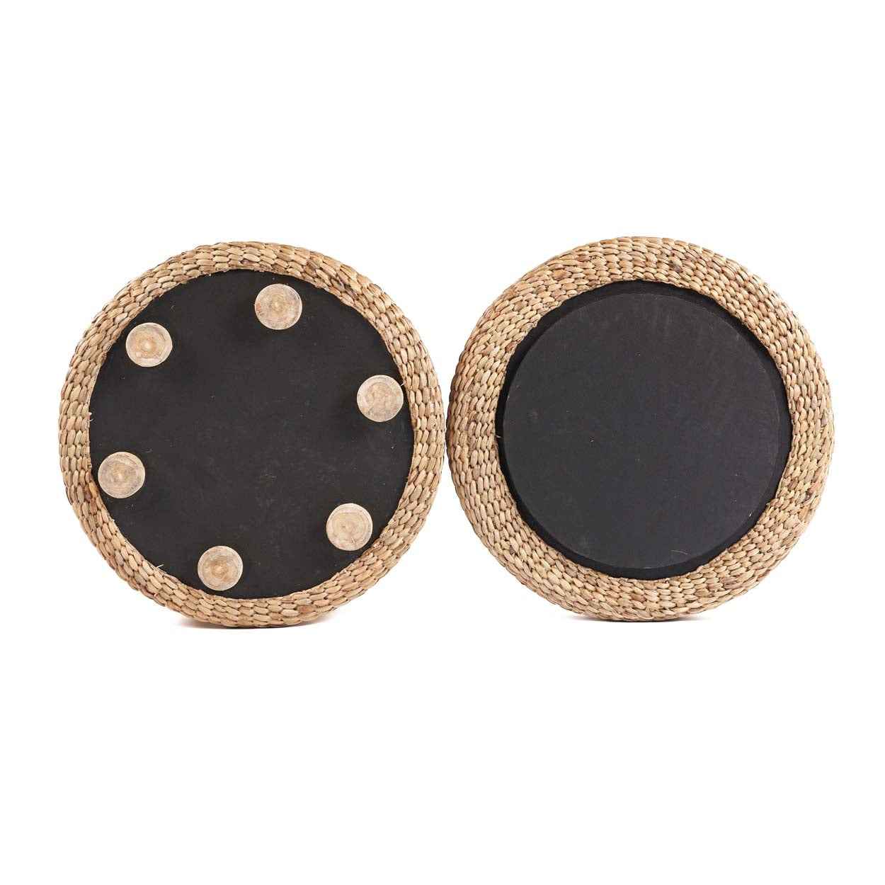 CIRCLE RATTAN STORAGE OTTOMAN | NATURAL