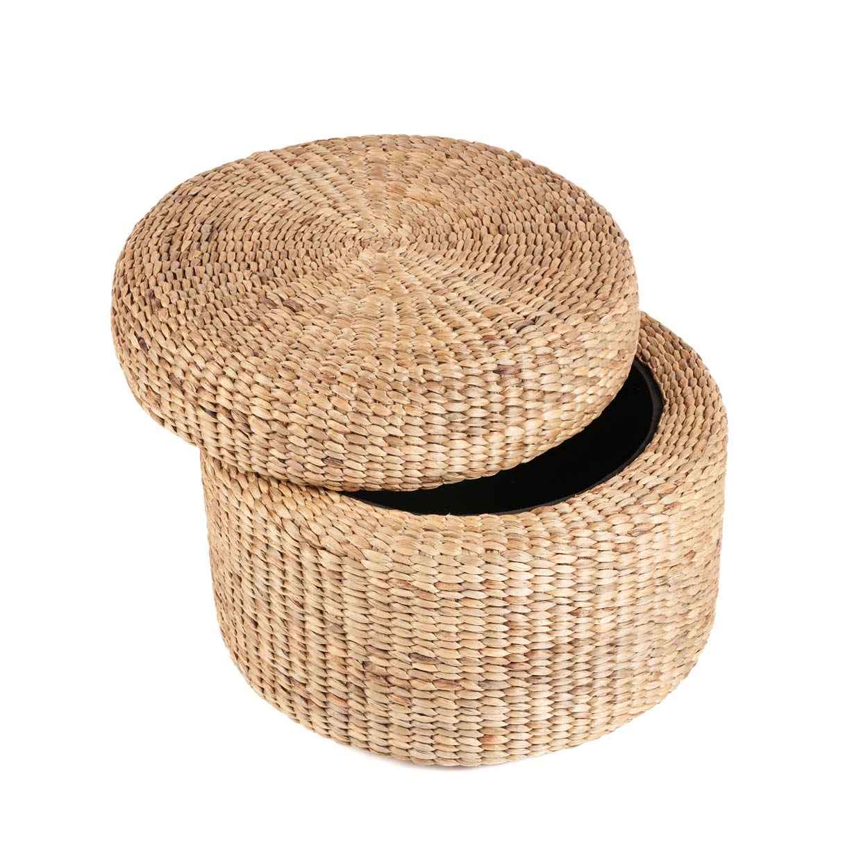 CIRCLE RATTAN STORAGE OTTOMAN | NATURAL
