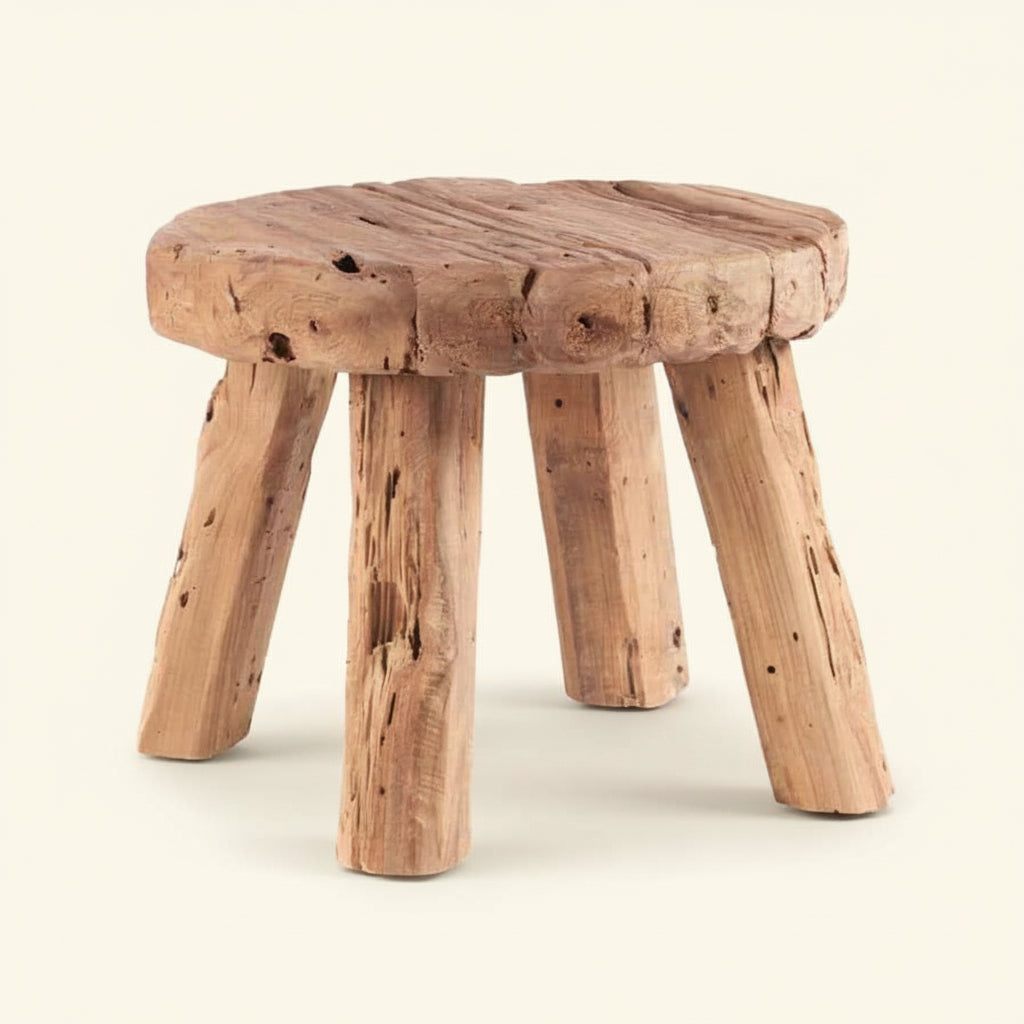 MARABUNTA RUSTIC SIDE TABLE - STOOL | RECLAIMED TEAK | IN-OUTDOORS