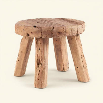 MARABUNTA RUSTIC SIDE TABLE - STOOL | RECLAIMED TEAK | IN-OUTDOORS