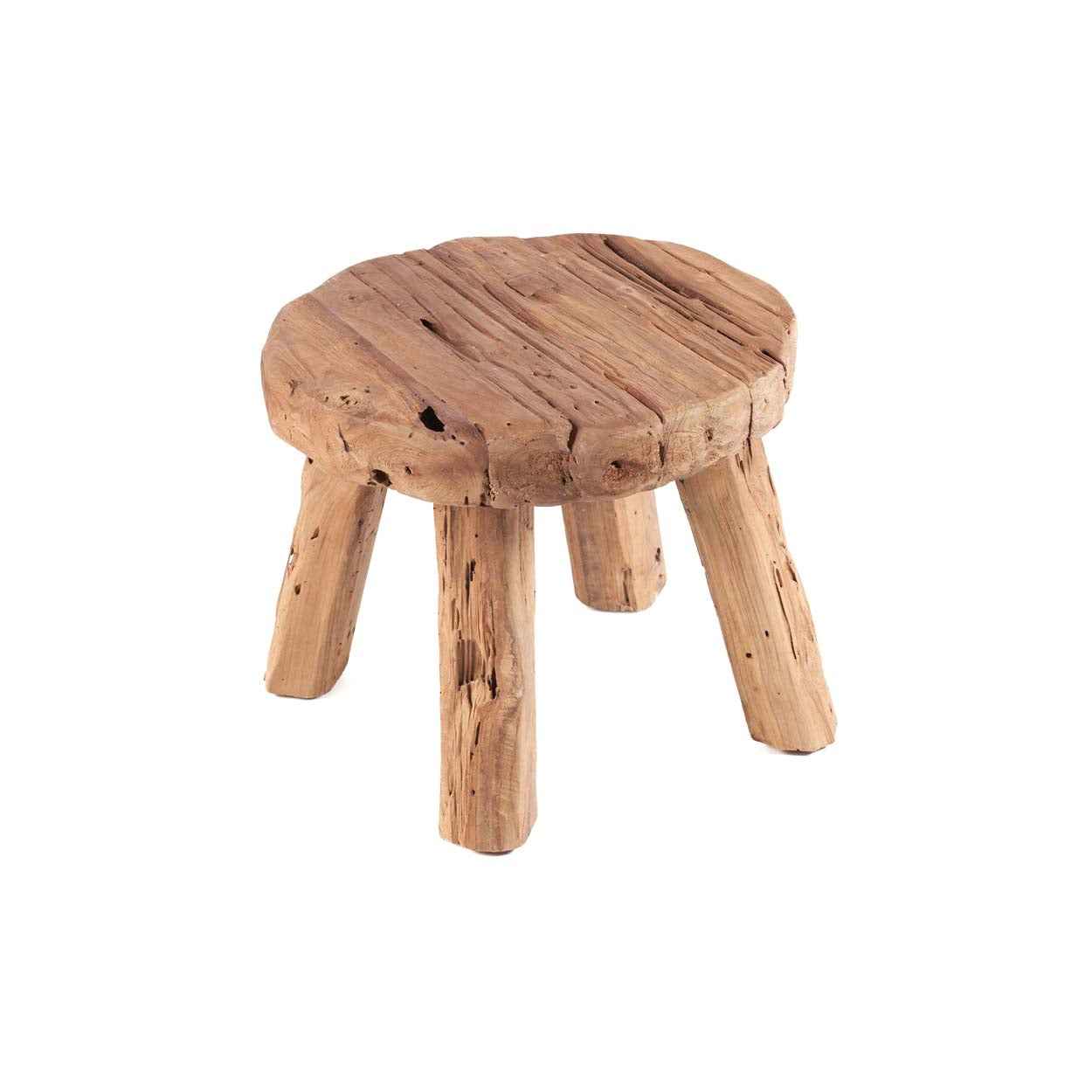 MARABUNTA RUSTIC SIDE TABLE - STOOL | RECLAIMED TEAK | IN-OUTDOORS