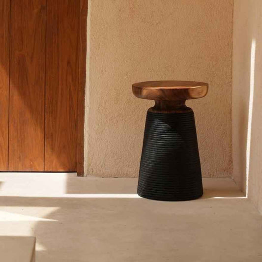 YOUANDME STOOL +SIDE TABLE | NATURAL +BLACK