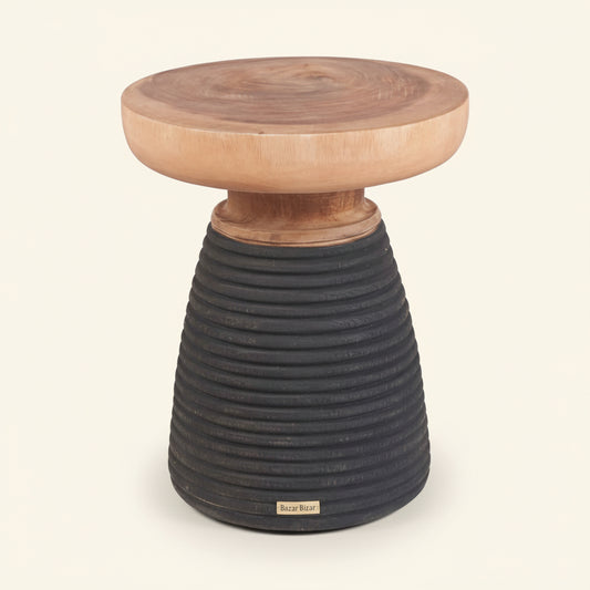 YOUANDME STOOL +SIDE TABLE | NATURAL +BLACK