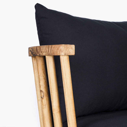 MALAWI TWO-SEATER SOFA | BLACK | RECLAIMED TEAK | IN-OUTDOORS