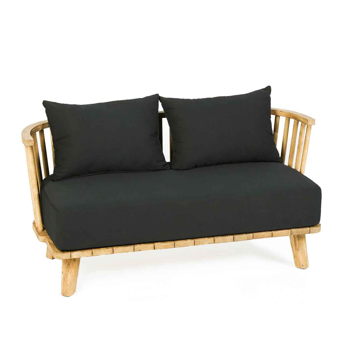 MALAWI TWO-SEATER SOFA | BLACK | RECLAIMED TEAK | IN-OUTDOORS
