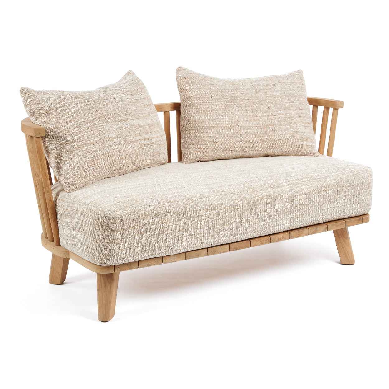 MALAWI TWO-SEATER SOFA | BEIGE | RECLAIMED TEAK | IN-OUTDOORS