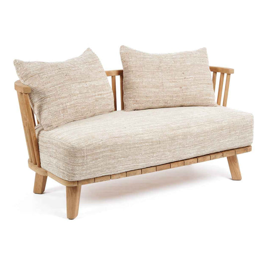 MALAWI TWO-SEATER SOFA | BEIGE | RECLAIMED TEAK | IN-OUTDOORS