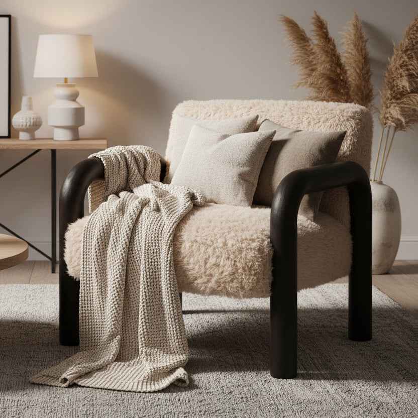 JOHNSON FAUX SHEARLING ARM CHAIR