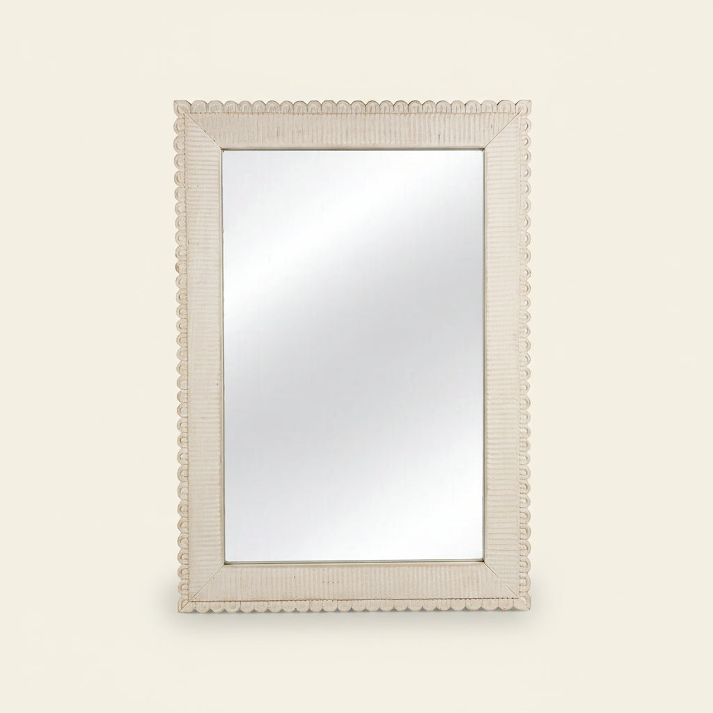 Kadek Carved Mirror White- Small