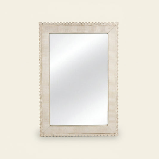 Kadek Carved Mirror White- Small
