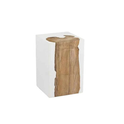 KENDARI BLOCK SIDE TABLE +STOOL | TEAK + RESIN