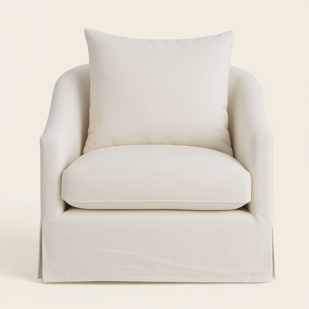 LARA PERFORMANCE LINEN SLIPCOVER SWIVEL CHAIR