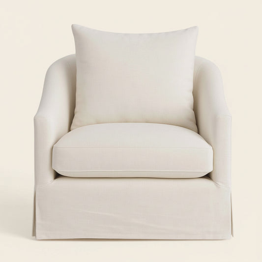 LARA PERFORMANCE LINEN SLIPCOVER SWIVEL CHAIR