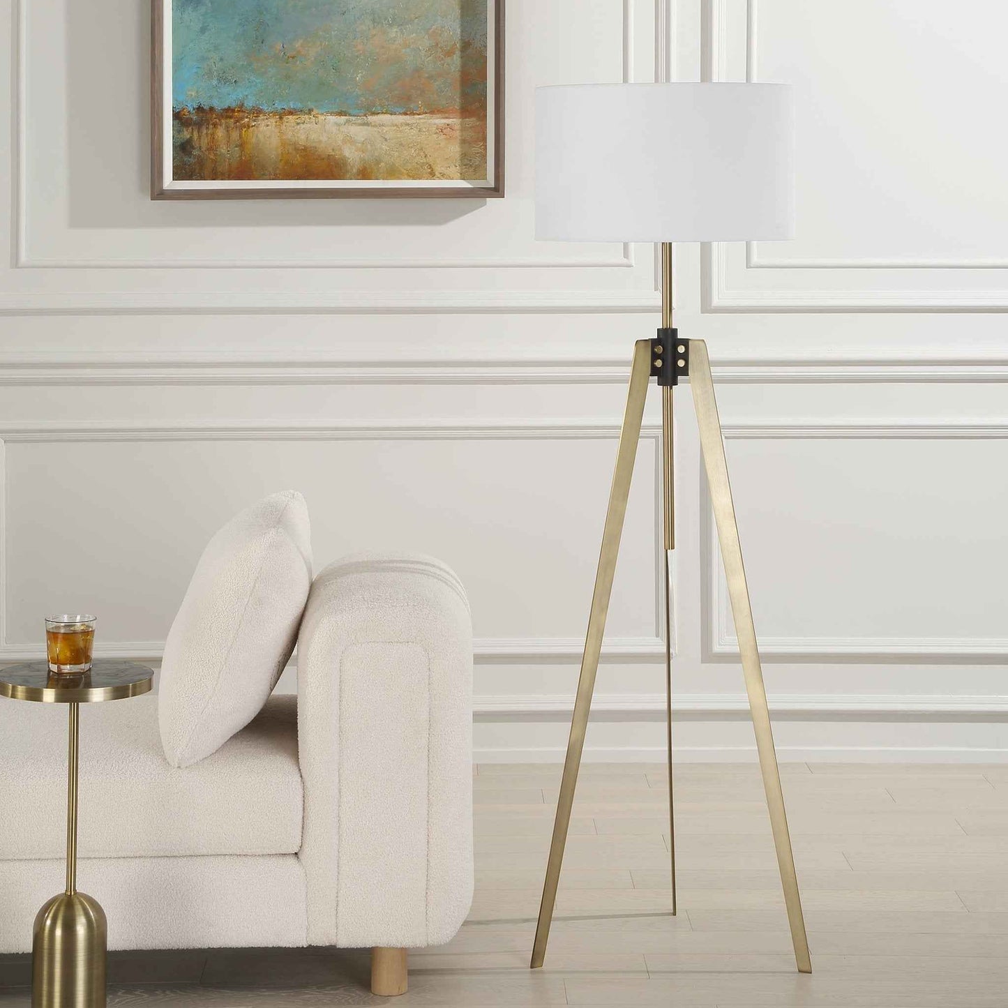 ANCHORAGE BRASS TRI-POD FLOOR LAMP