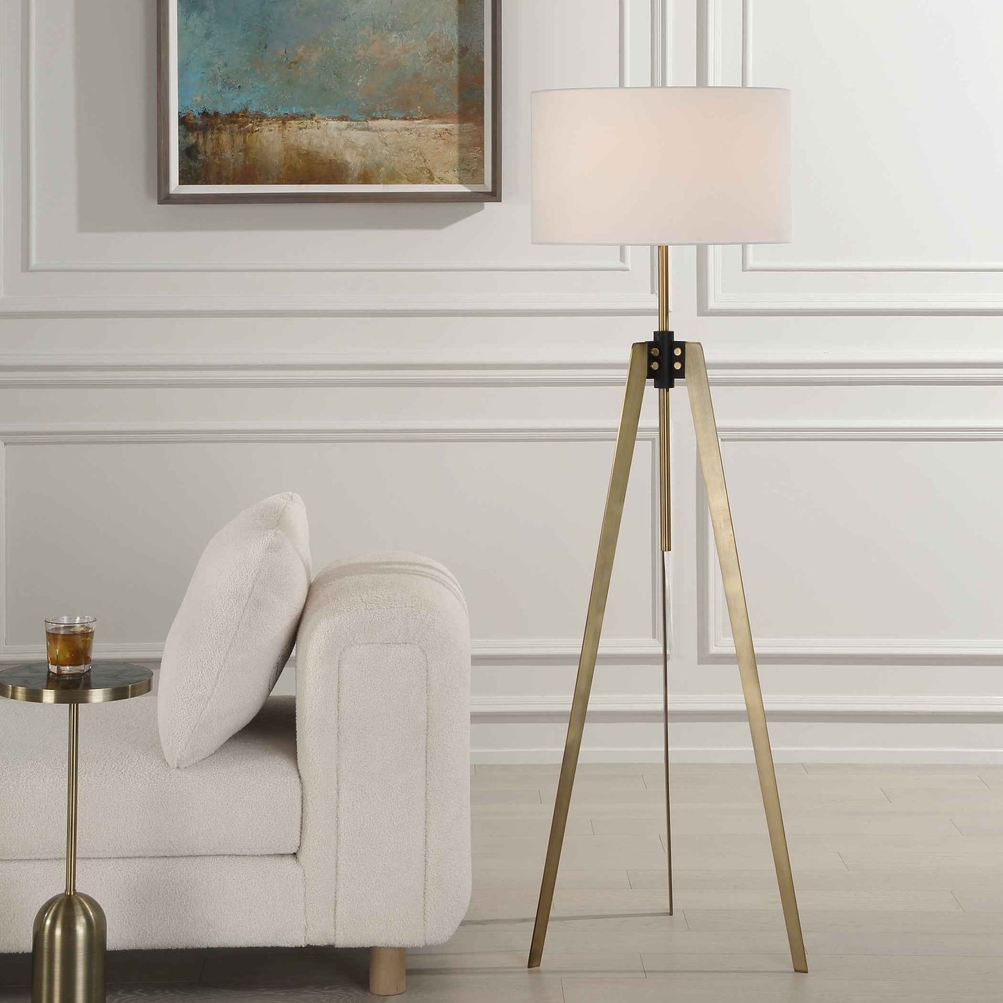 ANCHORAGE BRASS TRI-POD FLOOR LAMP