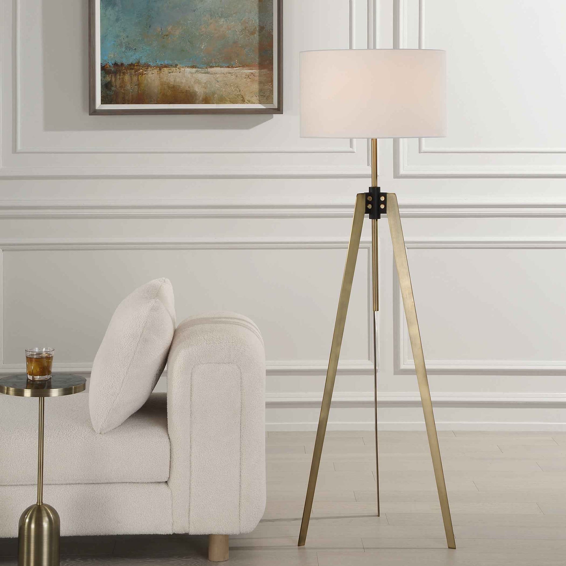 ANCHORAGE BRASS TRI-POD FLOOR LAMP