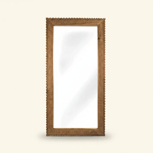 Kadek Carved Teak Floor Mirror