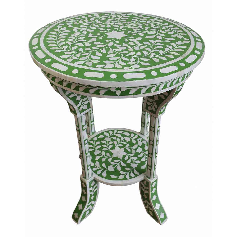 Bright Green Bone Inlay Side Table