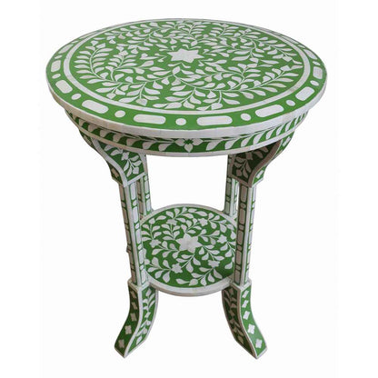 Bright Green Bone Inlay Side Table