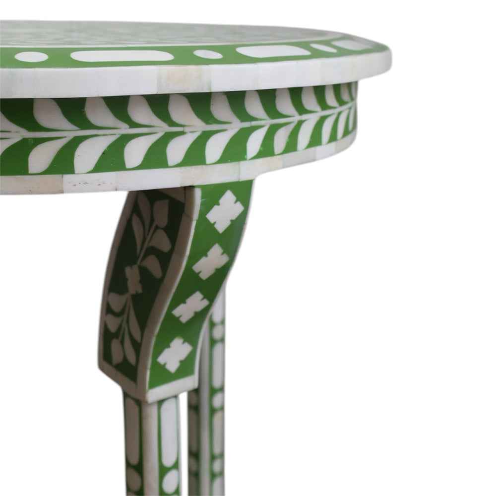 Bright Green Bone Inlay Side Table