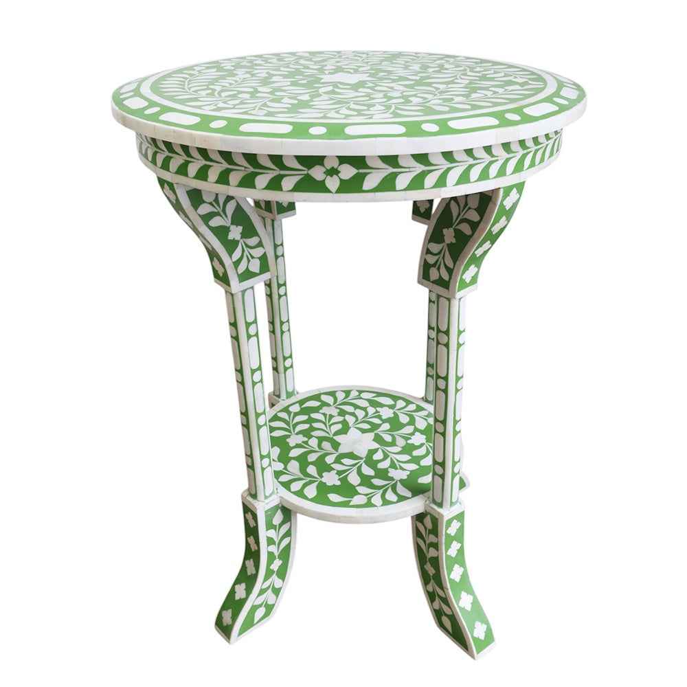 Bright Green Bone Inlay Side Table