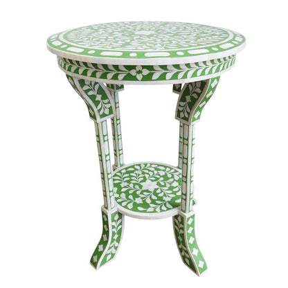 Bright Green Bone Inlay Side Table