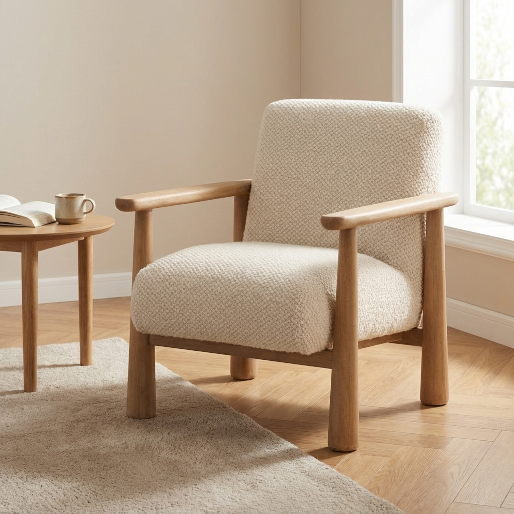 MADDY CREAM BOUCLE ARM CHAIR