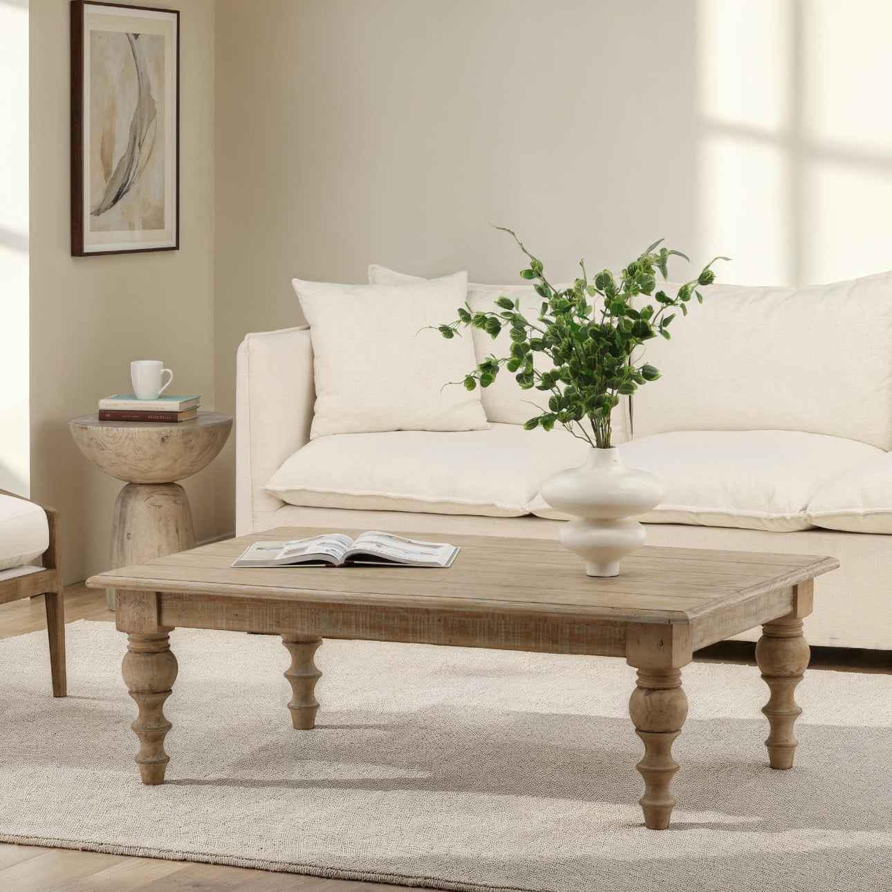 MARGO ANTIQUE TURNED LEG COFFEE TABLE