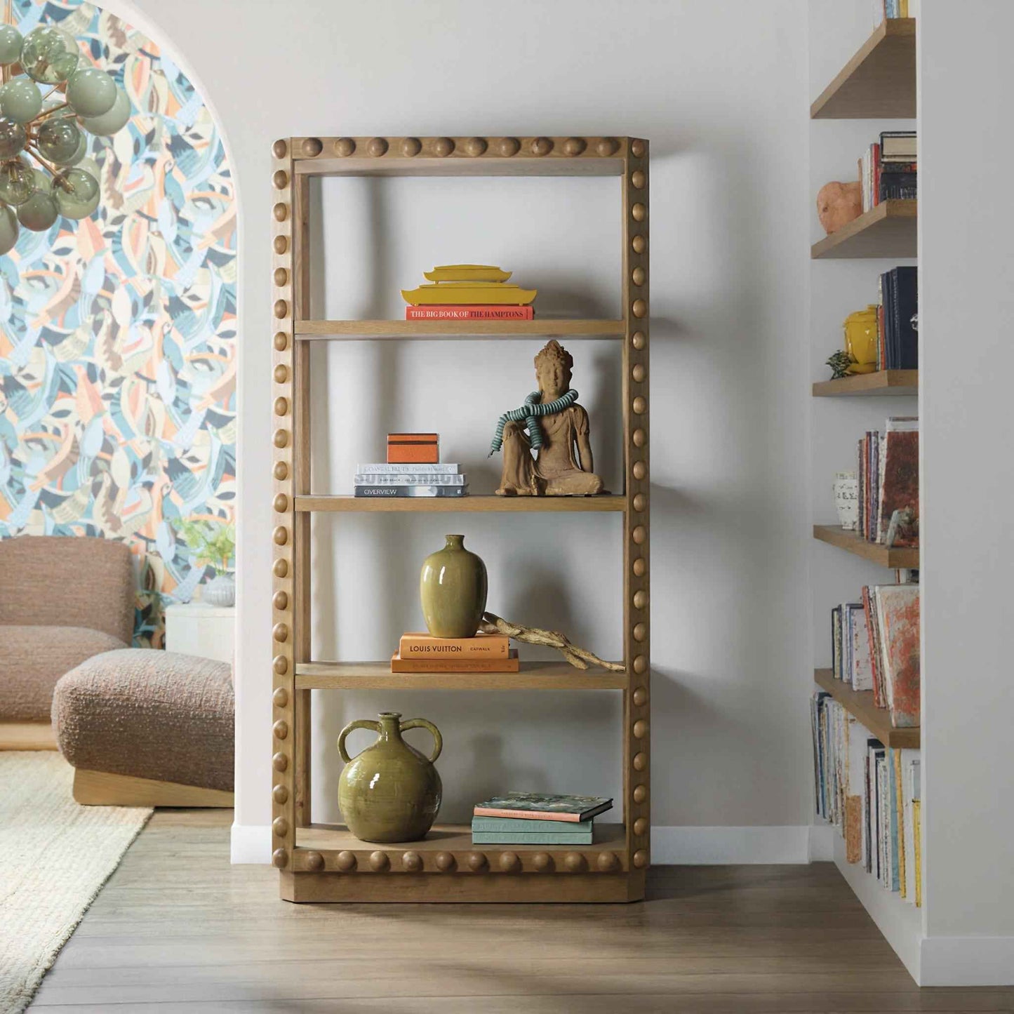 MARGO BEADED OAK ETAGERE