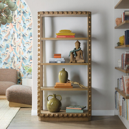 MARGO BEADED OAK ETAGERE