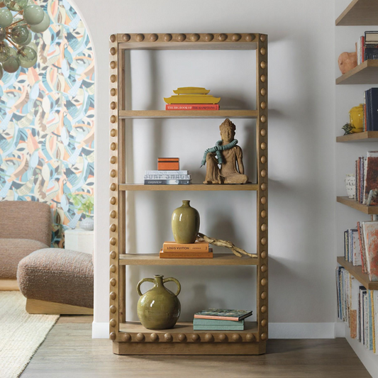 MARGO BEADED OAK ETAGERE