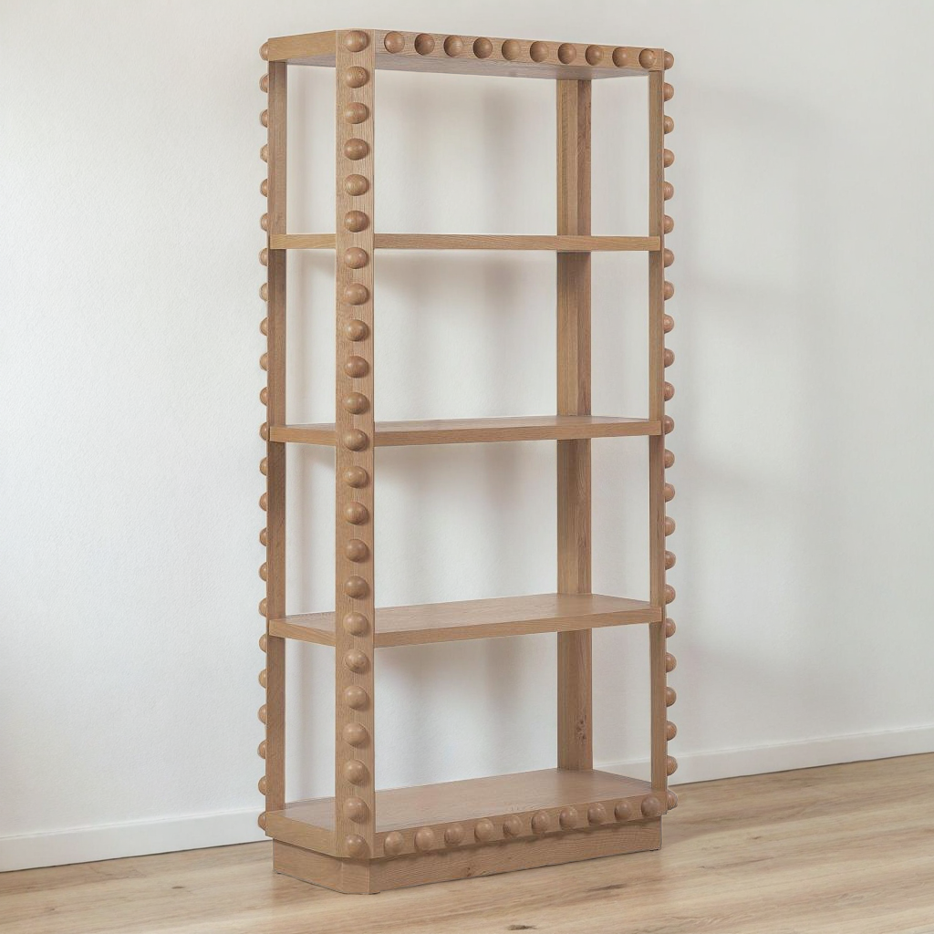 MARGO BEADED OAK ETAGERE
