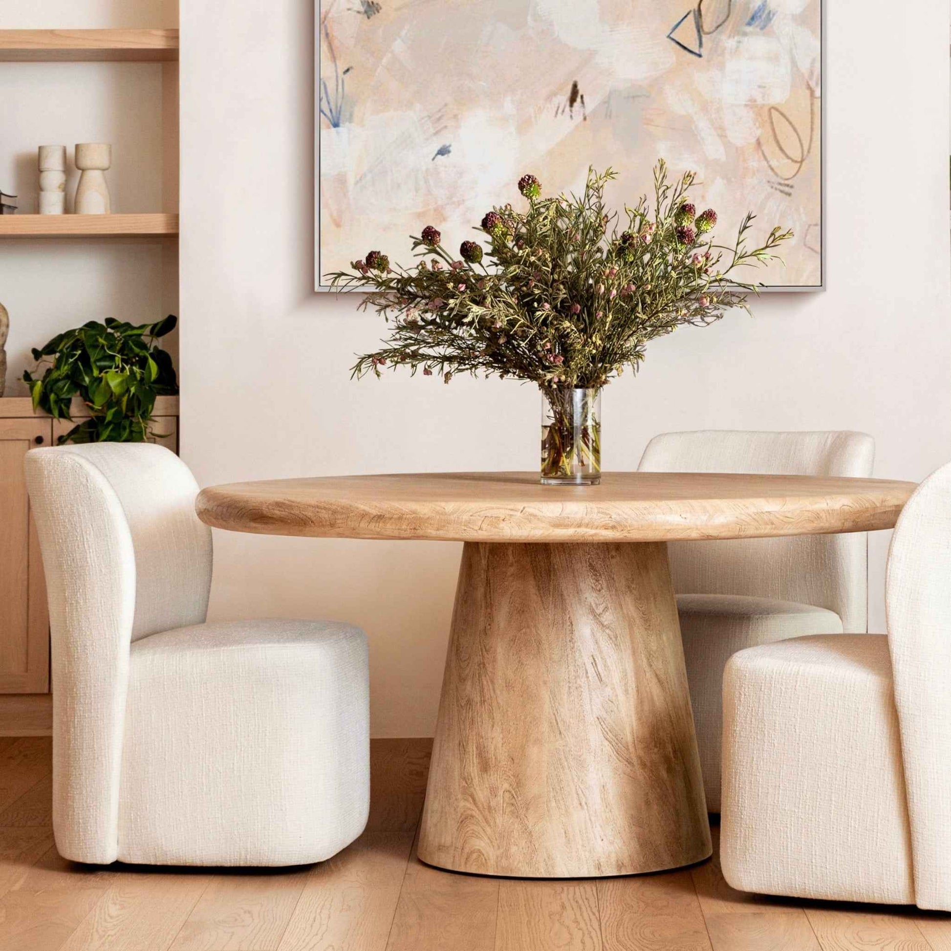 MARLEY 60"RD SANBLASTED NATURAL DINING TABLE