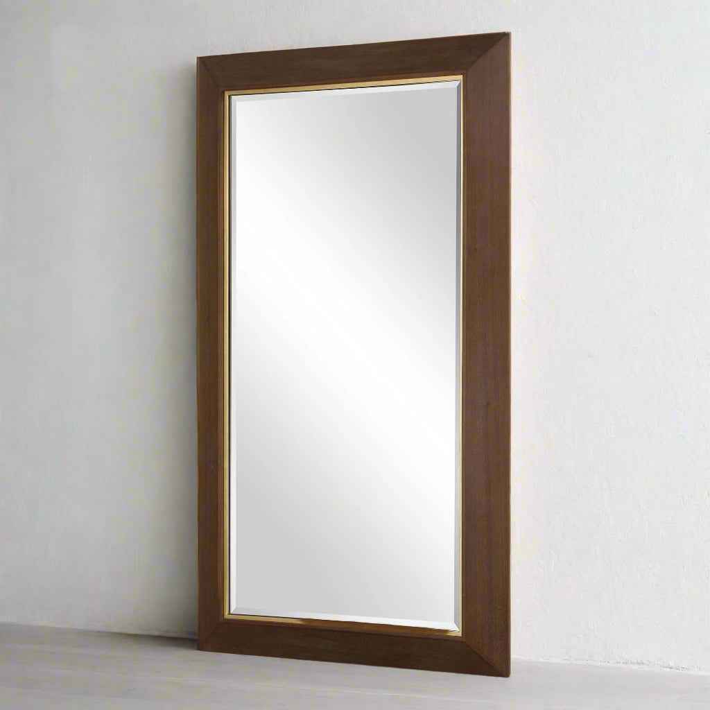 MATHESON GOLD TRIMMED WALNUT MIRROR