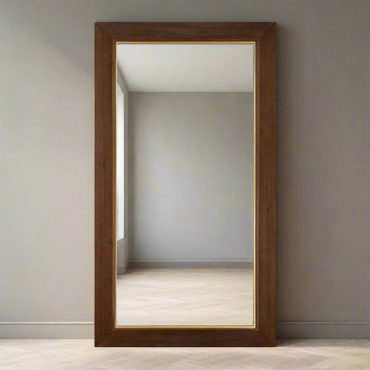 MATHESON GOLD TRIMMED WALNUT MIRROR