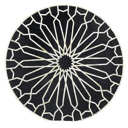 Bone Inlay Round Coffee Table for Home Geometric Floral Centre Table by Hansa Handicraft