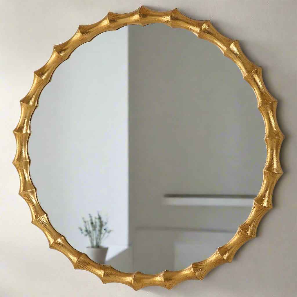 NACALA ROUND GOLD BAMBOO MIRROR