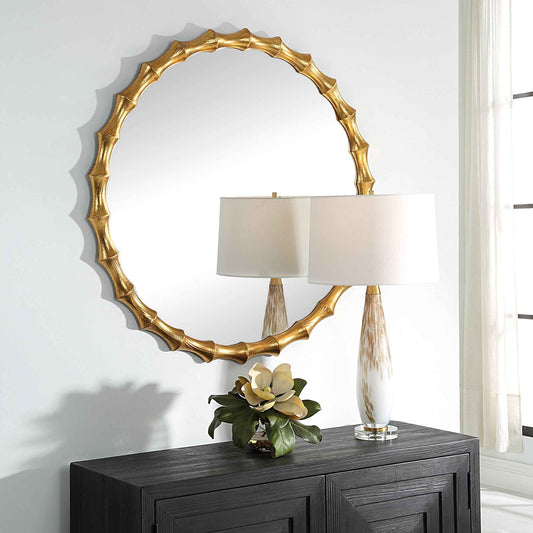 NACALA ROUND GOLD BAMBOO MIRROR